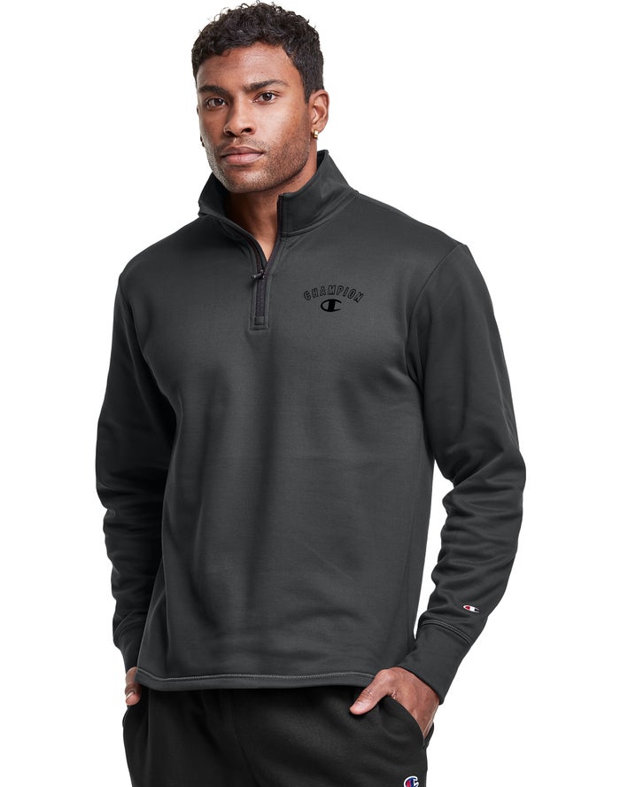 Sudadera Champion Hombre - Game Day 1/4 Zip Block Arch Logo ( Gris Oscuro ) 9052314-PT